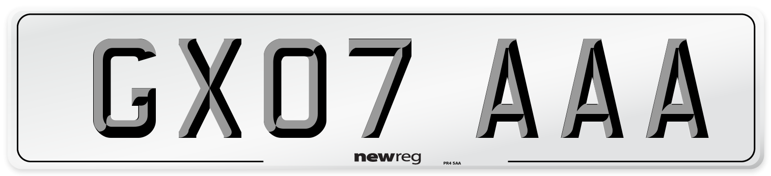 GX07 AAA Number Plate from New Reg